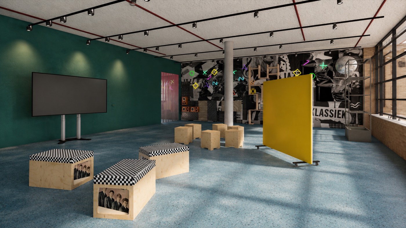 Een flexibele presentatieruimte voor talkshows, podcasts en merkintroducties.